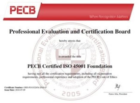 Formation certifiante PECB ISO 45001 Foundation